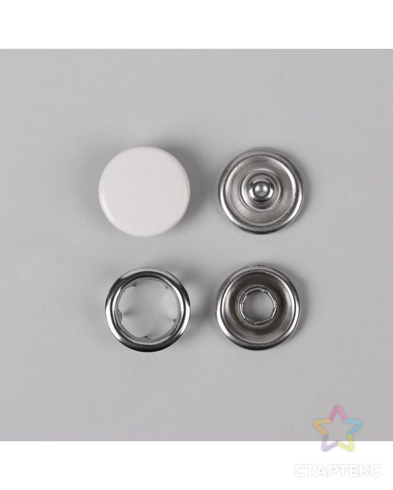 Кнопки рубашечные закрытые д.0,95см (D030 белый металл) арт. СМЛ-117498-1-СМЛ0005306577 2