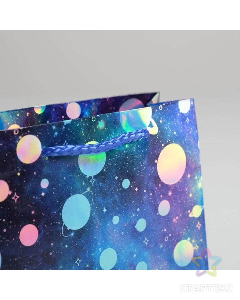 Пакет подарочный голографический «Космос», 15 × 12 × 5,5 см арт. СМЛ-131627-1-СМЛ0005307544 3