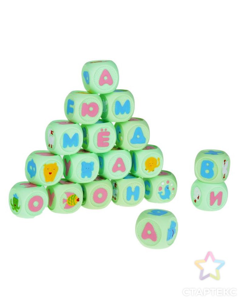 Набор резиновых кубиков «Весёлая азбука», 18 штук арт. СМЛ-121061-1-СМЛ0000534104 2