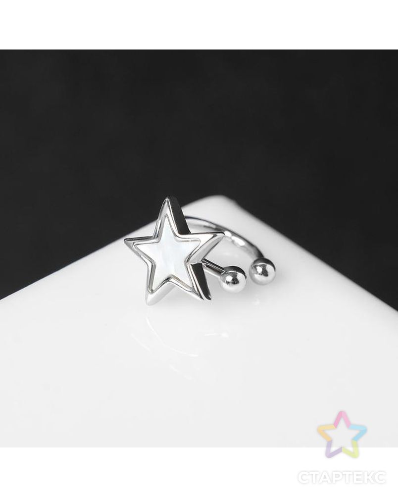 Серьга Каффа "Звезда" пятиконечная, цвет серый в серебре арт. СМЛ-195783-1-СМЛ0005349162 1