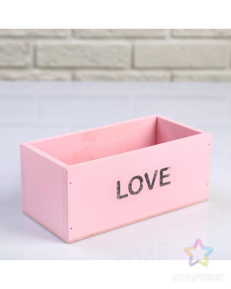Кашпо деревянное 20×10×8 см "Элегант, LOVE", розовое арт. СМЛ-116521-1-СМЛ0005350066 1