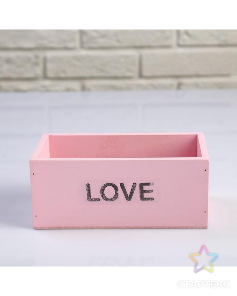 Кашпо деревянное 20×10×8 см "Элегант, LOVE", розовое арт. СМЛ-116521-1-СМЛ0005350066 2