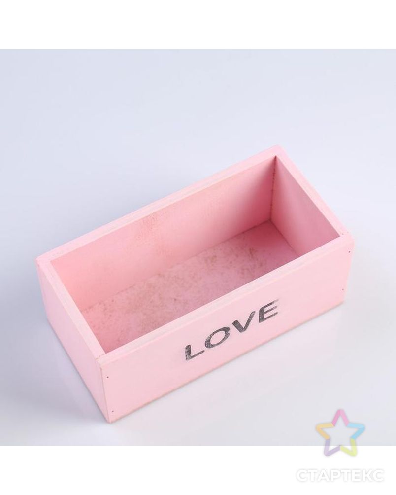 Кашпо деревянное 20×10×8 см "Элегант, LOVE", розовое арт. СМЛ-116521-1-СМЛ0005350066