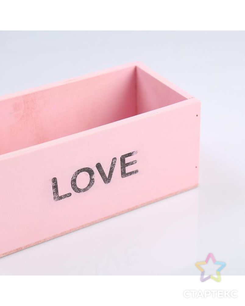 Кашпо деревянное 20×10×8 см "Элегант, LOVE", розовое арт. СМЛ-116521-1-СМЛ0005350066 5