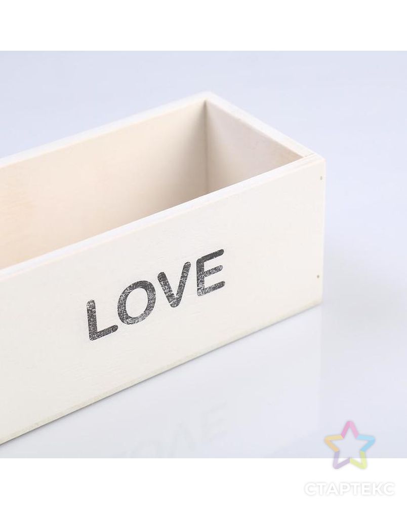 Кашпо деревянное 20×10×8 см "Элегант, LOVE", белое арт. СМЛ-116522-1-СМЛ0005350067 5