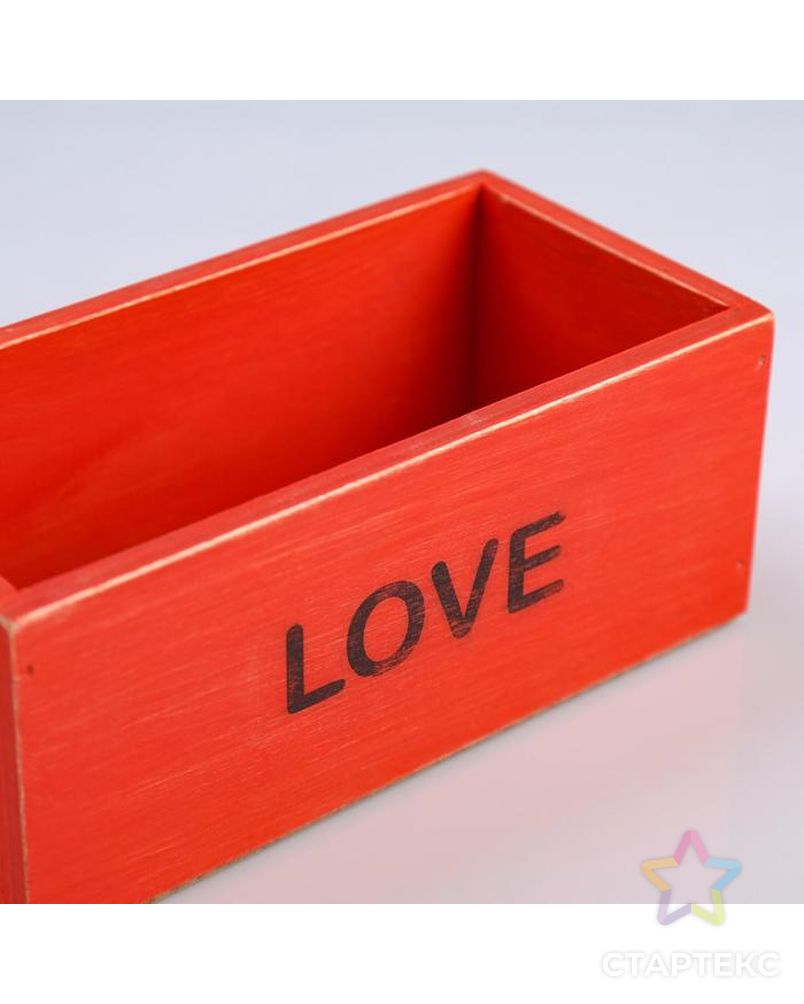 Кашпо деревянное 20×10×8 см "Элегант, LOVE", красное арт. СМЛ-116523-1-СМЛ0005350068