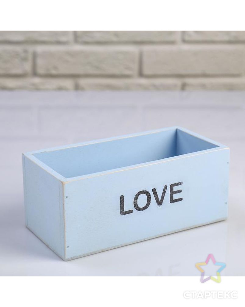 Кашпо деревянное 20×10×8 см "Элегант, LOVE", голубое арт. СМЛ-116524-1-СМЛ0005350069 1