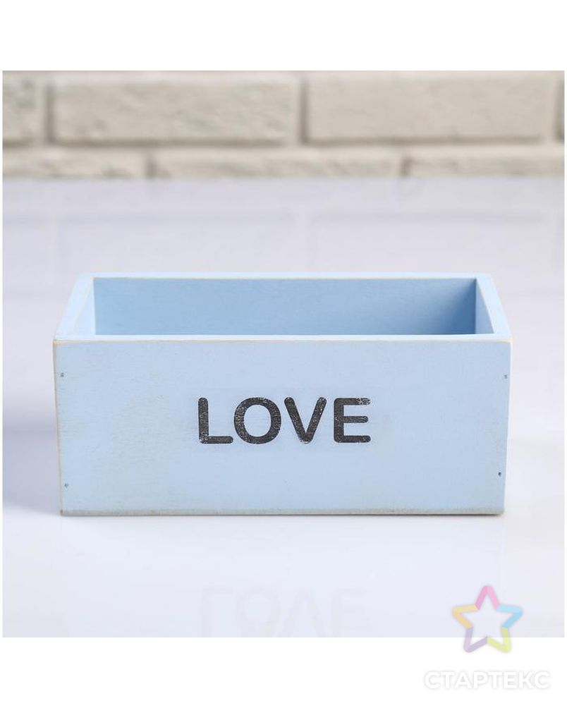 Кашпо деревянное 20×10×8 см "Элегант, LOVE", голубое арт. СМЛ-116524-1-СМЛ0005350069