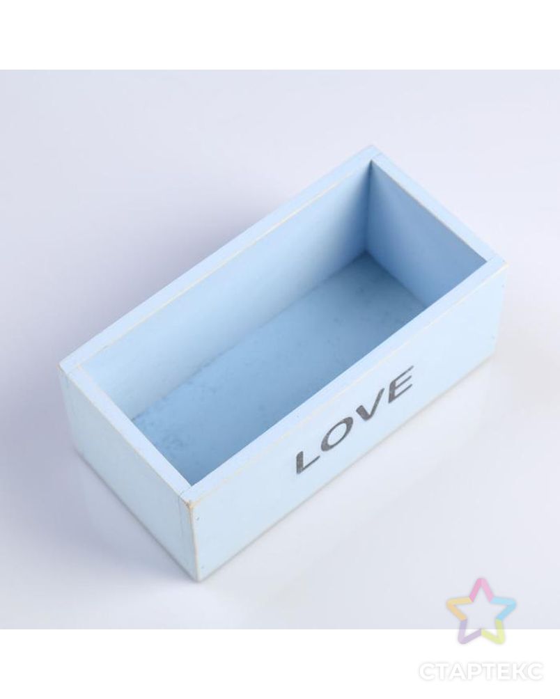 Кашпо деревянное 20×10×8 см "Элегант, LOVE", голубое арт. СМЛ-116524-1-СМЛ0005350069 4