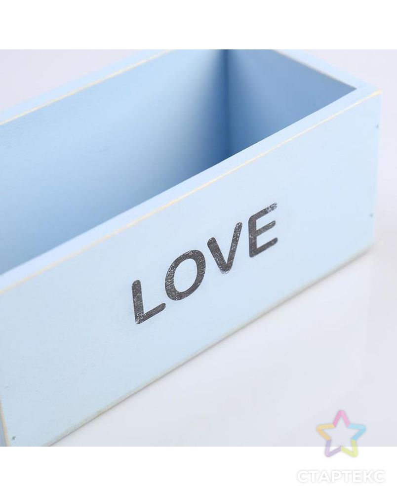 Кашпо деревянное 20×10×8 см "Элегант, LOVE", голубое арт. СМЛ-116524-1-СМЛ0005350069
