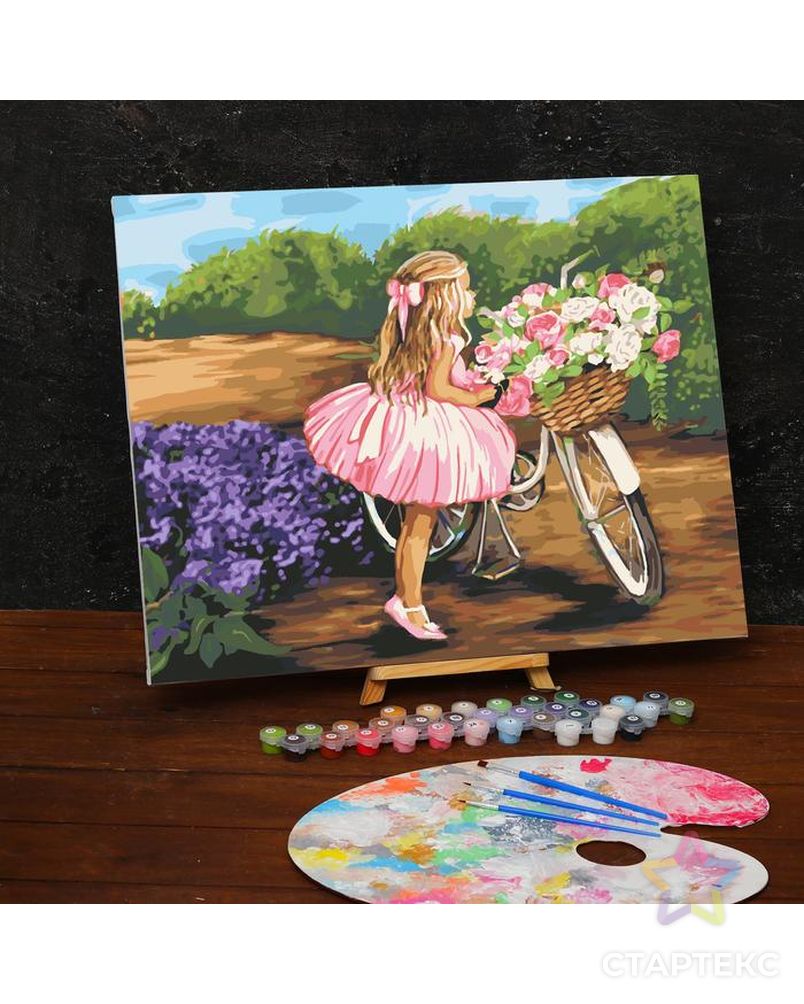 Картина по номерам на холсте с подрамником «Девочка с велосипедом» 40х50 см арт. СМЛ-208570-1-СМЛ0005351082 1