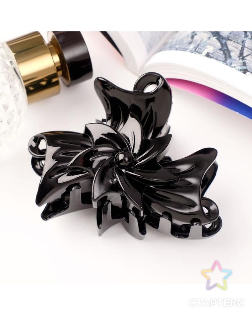 Краб для волос "Классик" бантик с цветком, 8х5,5 см, чёрный арт. СМЛ-135314-1-СМЛ0005354248 1