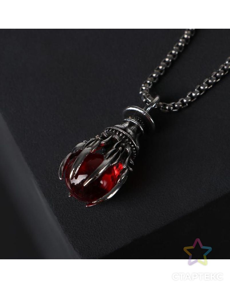 Кулон "Помпеи" символ, цвет красный в чернёном серебре, 70 см арт. СМЛ-141506-1-СМЛ0005358136 1