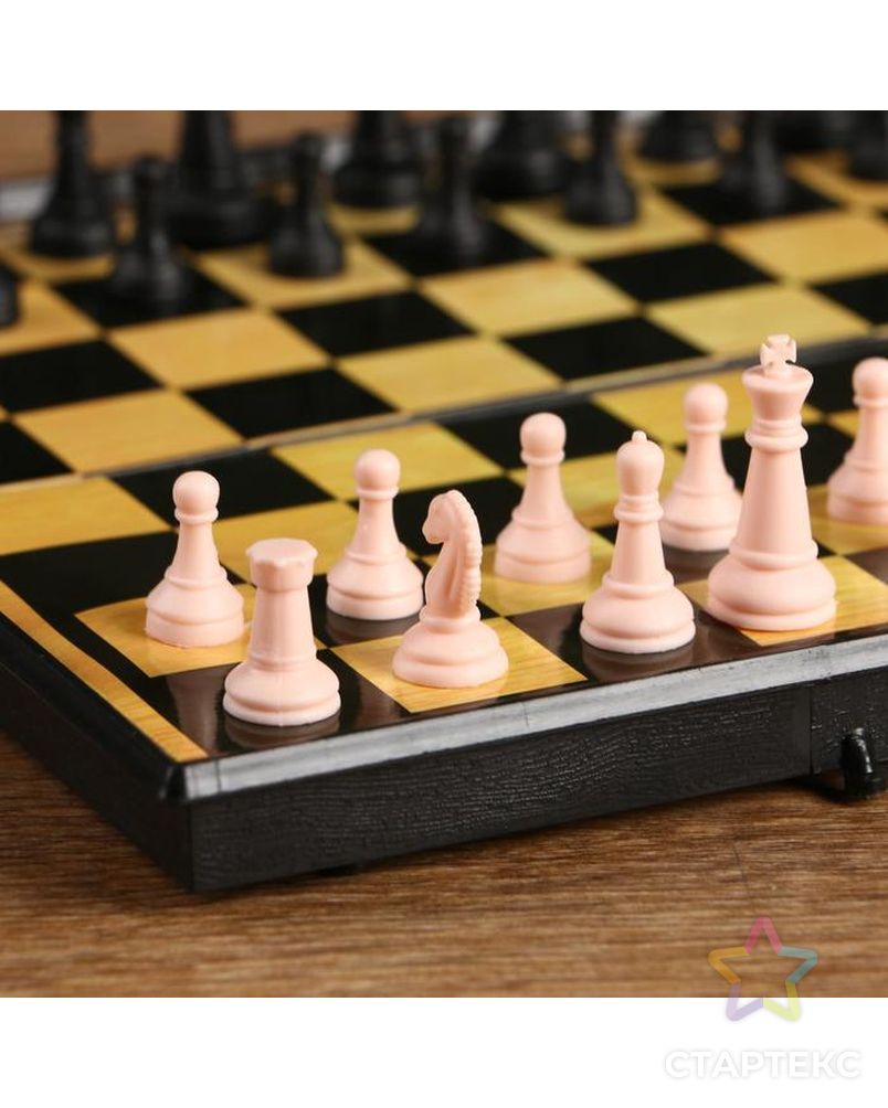 Настольная игра 3 в 1 "Атели": шашки, шахматы, нарды доска пластик 19х19 см арт. СМЛ-65597-1-СМЛ0000536136 3