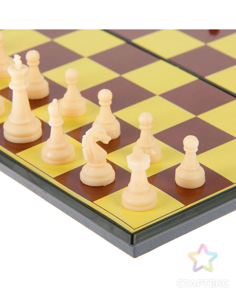 Настольная игра набор 2 в 1 "Баталия": шашки, шахматы,  доска пластик 20х20см арт. СМЛ-65599-1-СМЛ0000536140 3