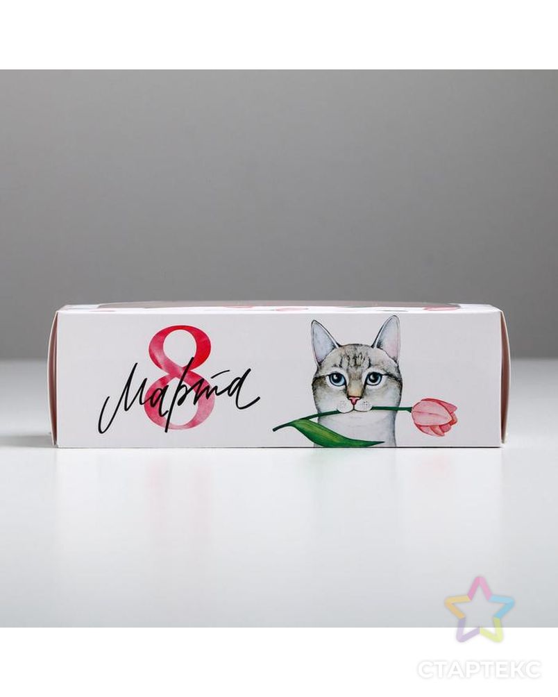 Коробка для макарун  «Мартовский котик», 5.5 × 18 × 5.5 см арт. СМЛ-128477-1-СМЛ0005365175 3
