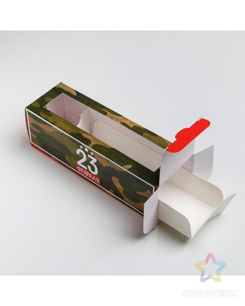 Коробка для макарун  «С днём Защитника Отечества», 5.5 × 18 × 5.5 см арт. СМЛ-128478-1-СМЛ0005365176 2