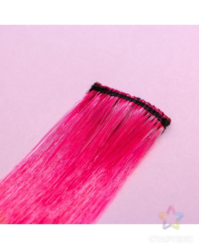 Цветные пряди для волос «Живи Ярко», (ярко-розовый) 50 см арт. СМЛ-138280-1-СМЛ0005367290 3