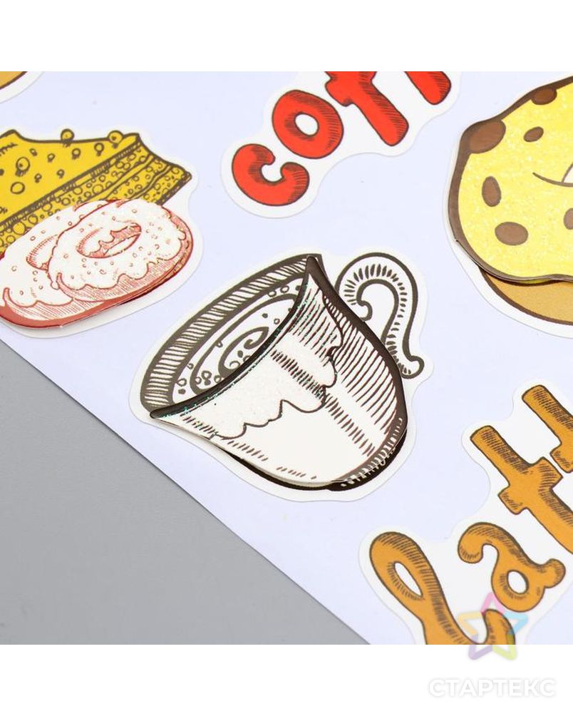 Наклейка бумага "Пончики и кофе" 28,5х10,5 см арт. СМЛ-134596-1-СМЛ0005367599 3