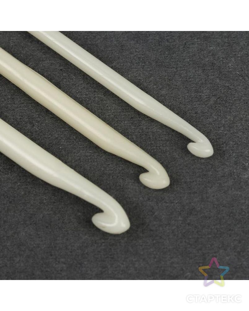 Набор крючков для вязания, d = 4-6 мм, 14 см, 3 шт, цвет белый арт. СМЛ-109154-1-СМЛ0005373082 2