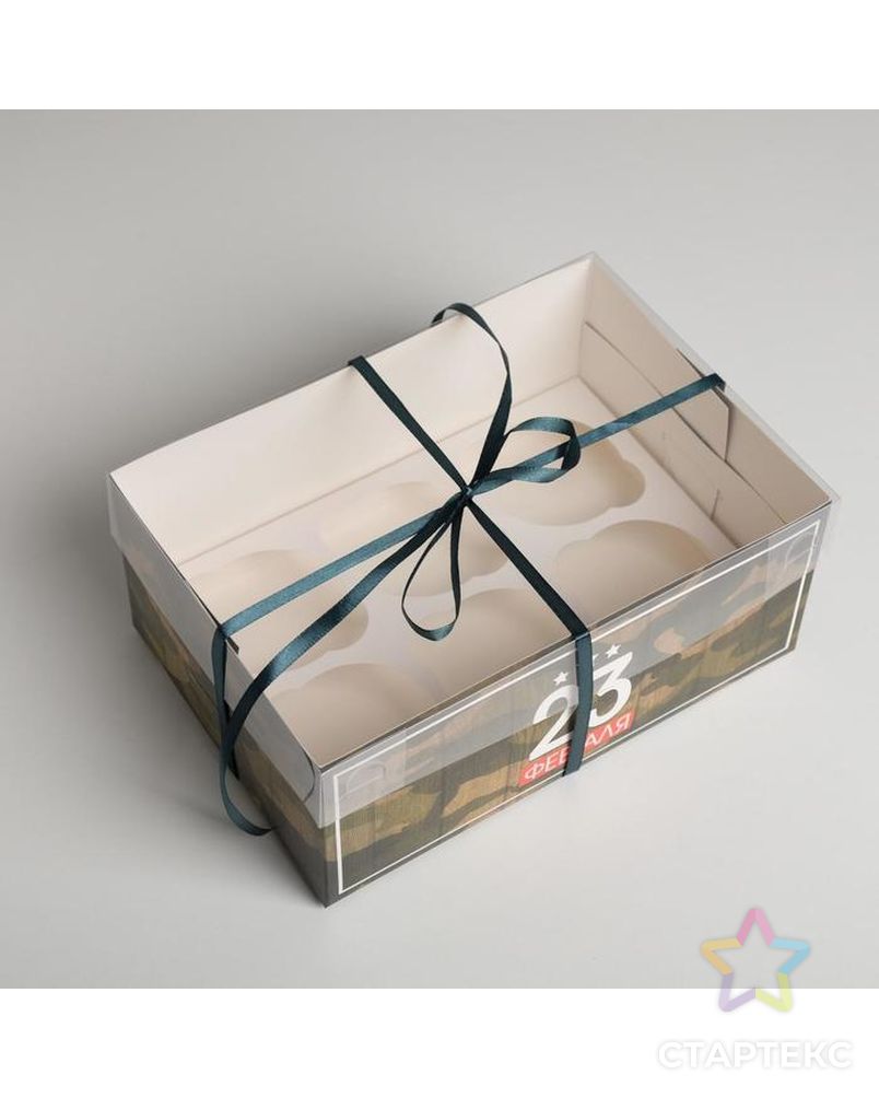 Коробка для капкейка «23 Февраля», 16 × 8 × 10 см арт. СМЛ-133569-2-СМЛ0005375854 3