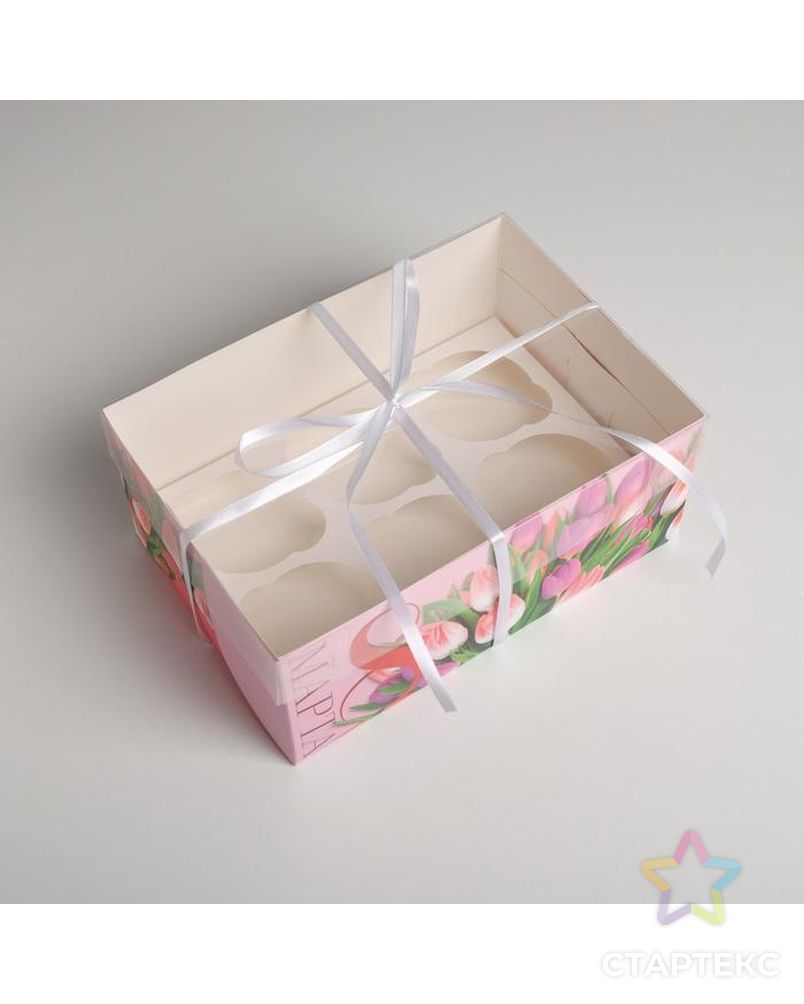 Коробка для капкейка «С 8 Марта», 23 × 16 × 10 см арт. СМЛ-133570-1-СМЛ0005375857 3