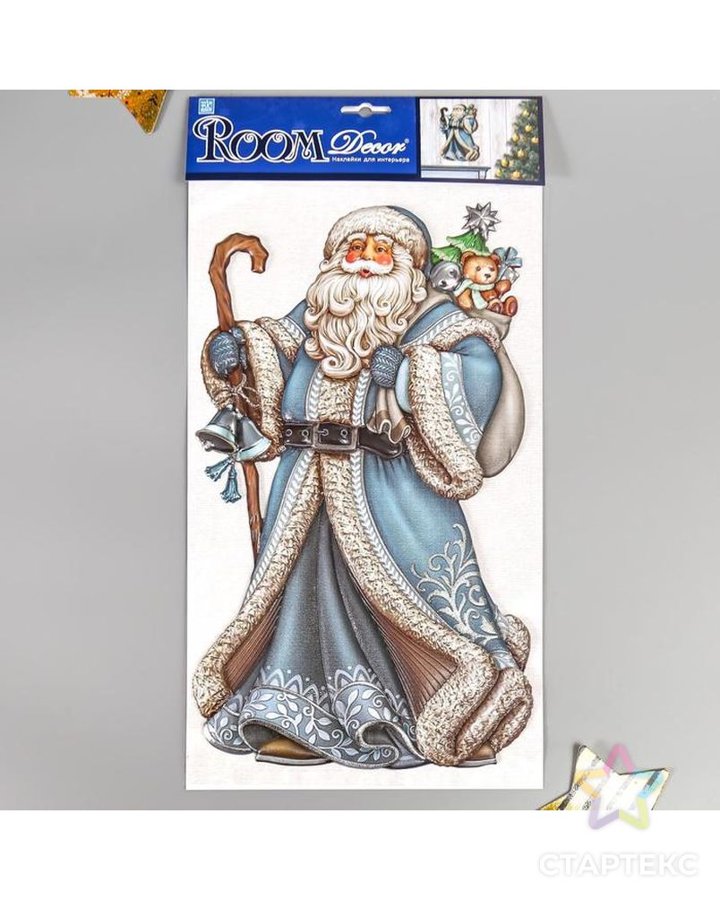 Объёмная наклейка Room Decor "Дед Мороз в синей шубе" 24х41 см арт. СМЛ-207559-1-СМЛ0005389924 3