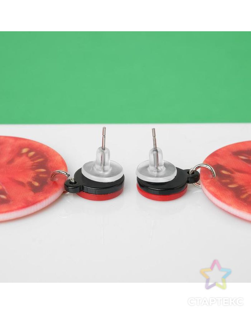 Серьги пластик "Вкусности" помидорки, цвет красный арт. СМЛ-113018-1-СМЛ0005393245 2