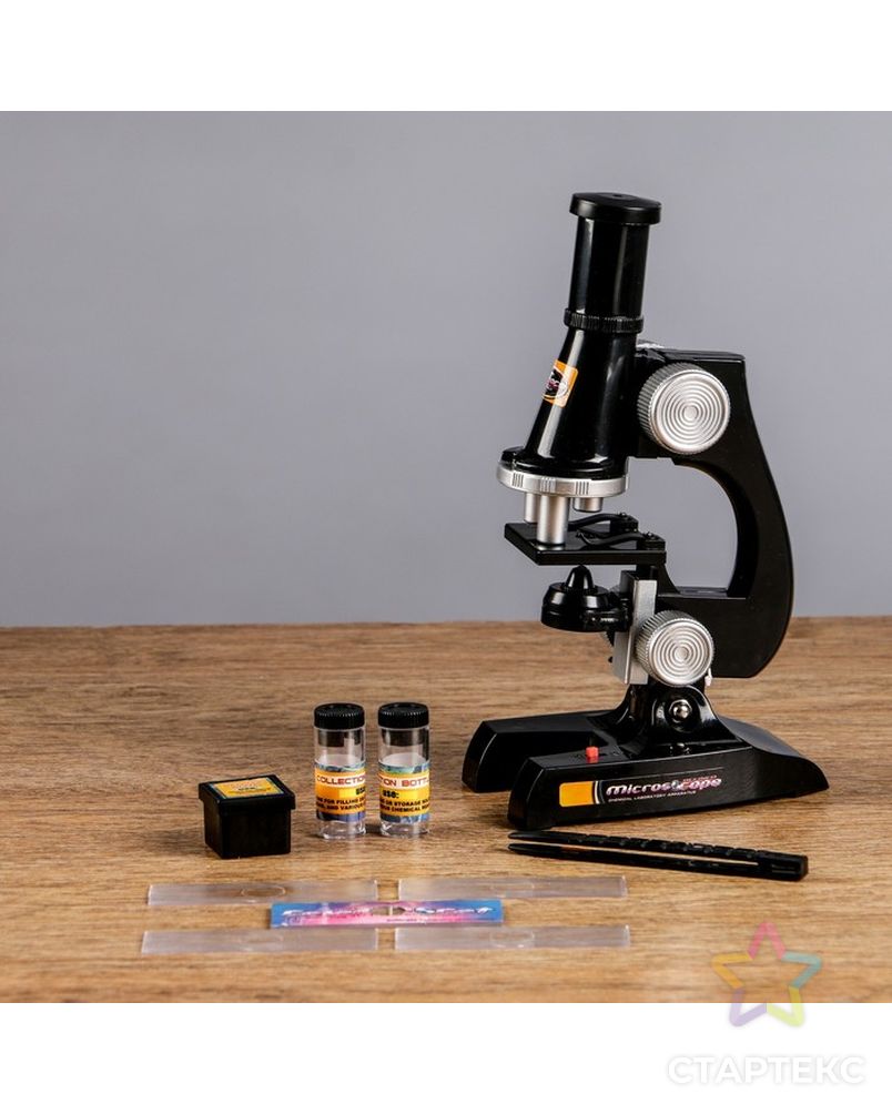 Микроскоп "Юный биолог", кратность увеличения 450х, 200х, 100х, черный арт. СМЛ-66019-1-СМЛ0000539694 1