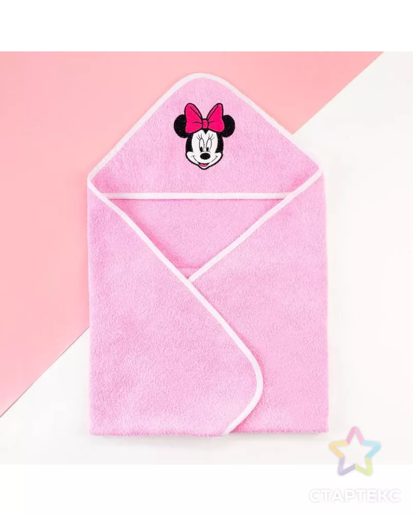 Махровое полотенце с уголком "Минни Маус", 75*75 см, хлопок 100% арт. СМЛ-149767-1-СМЛ0005397882 - рис. 1