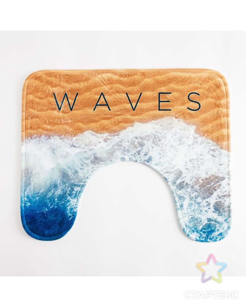 Набор ковриков для ванной Этель "Waves" 2 шт, 80х50 см, 50х40 см, велюр арт. СМЛ-146769-1-СМЛ0005399384 2
