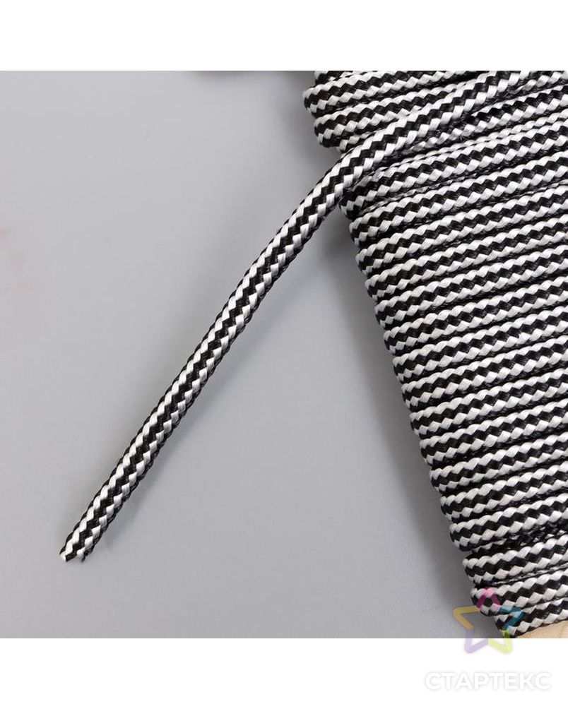 Тесьма декоративная шнур "Чёрно-белый круглый" намотка 5 м ширина 0,3 см арт. СМЛ-153984-1-СМЛ0005399766 3
