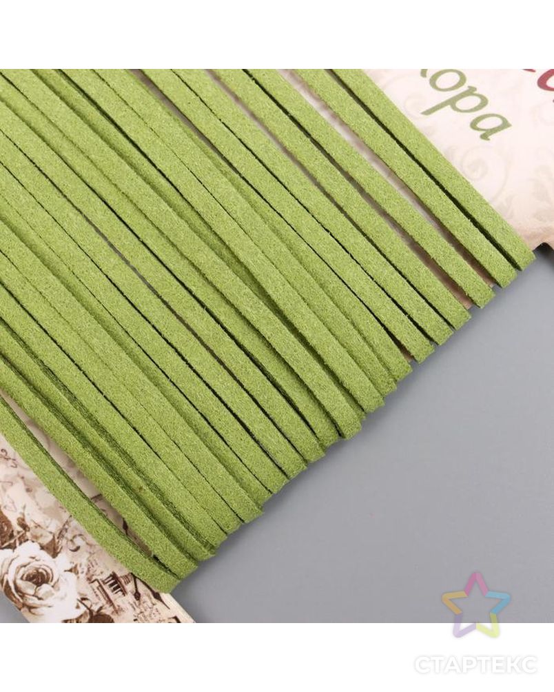 Тесьма декоративная шнур "Замша зелёная" намотка 3 м ширина 0,2 см арт. СМЛ-154015-1-СМЛ0005399800 2