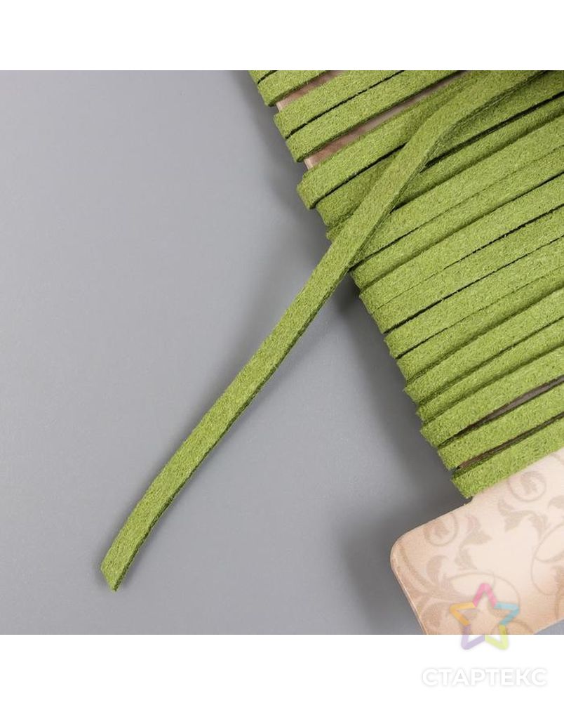 Тесьма декоративная шнур "Замша зелёная" намотка 3 м ширина 0,2 см арт. СМЛ-154015-1-СМЛ0005399800 3