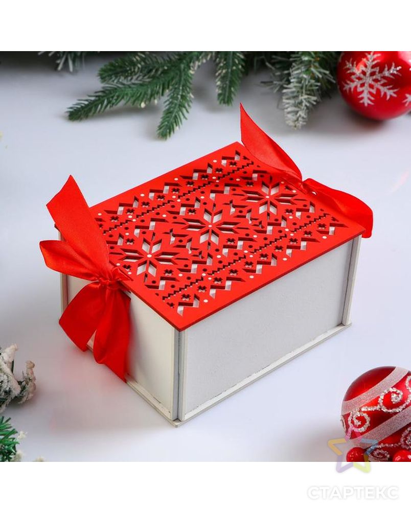 Коробка деревянная, 16×13×8.7 см "Новогодняя. Норвежская", подарочная упаковка арт. СМЛ-122013-1-СМЛ0005400573 1