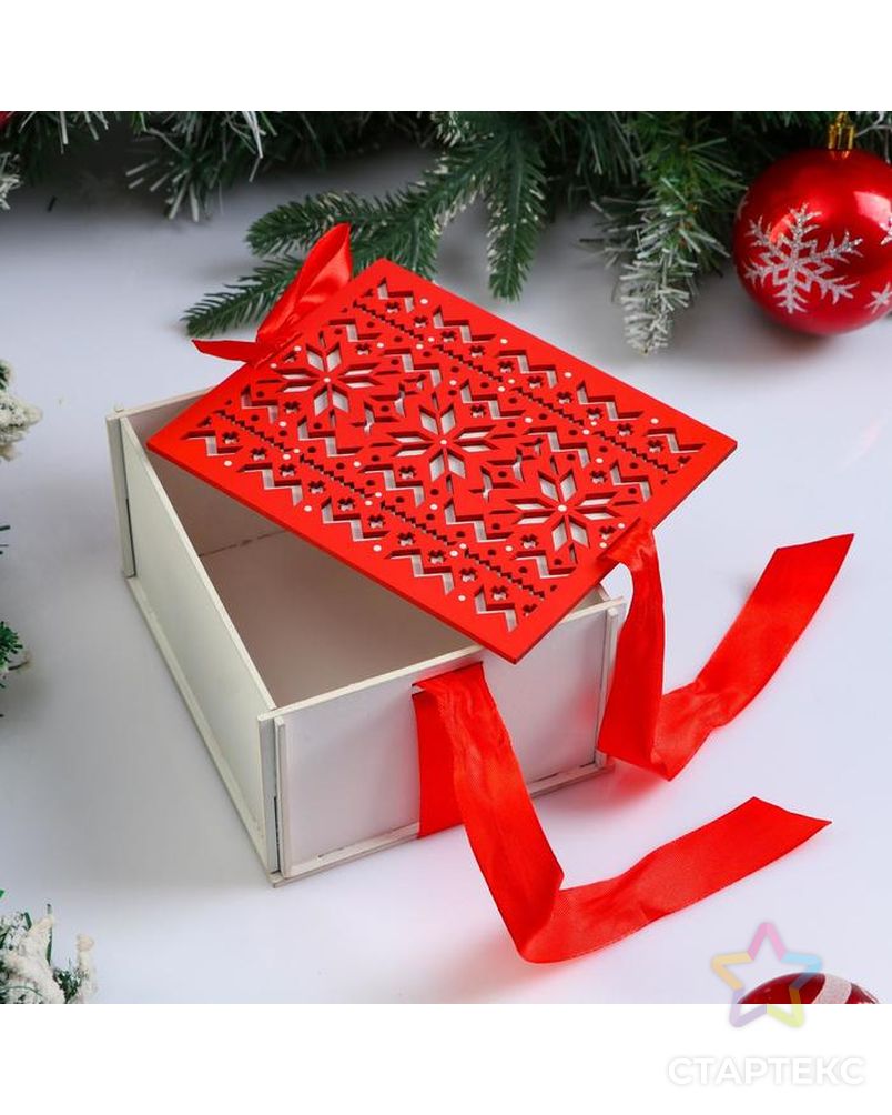 Коробка деревянная, 16×13×8.7 см "Новогодняя. Норвежская", подарочная упаковка арт. СМЛ-122013-1-СМЛ0005400573 2