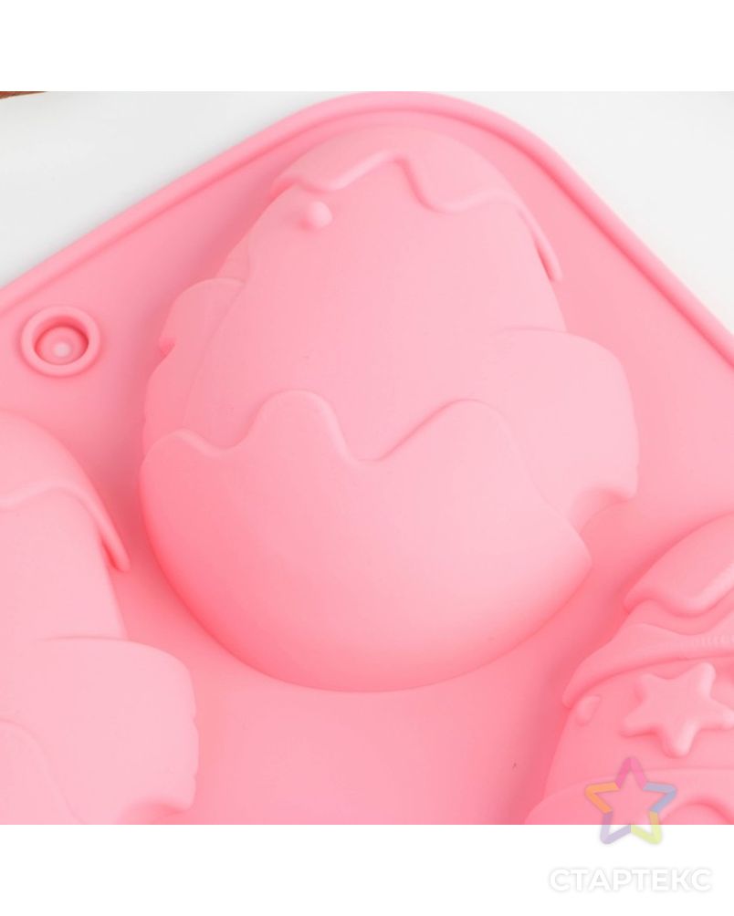 Силиконовая форма для выпечки «Зайцы и цыплята», розовая, 17.1 × 26 см арт. СМЛ-225856-1-СМЛ0005403518 2