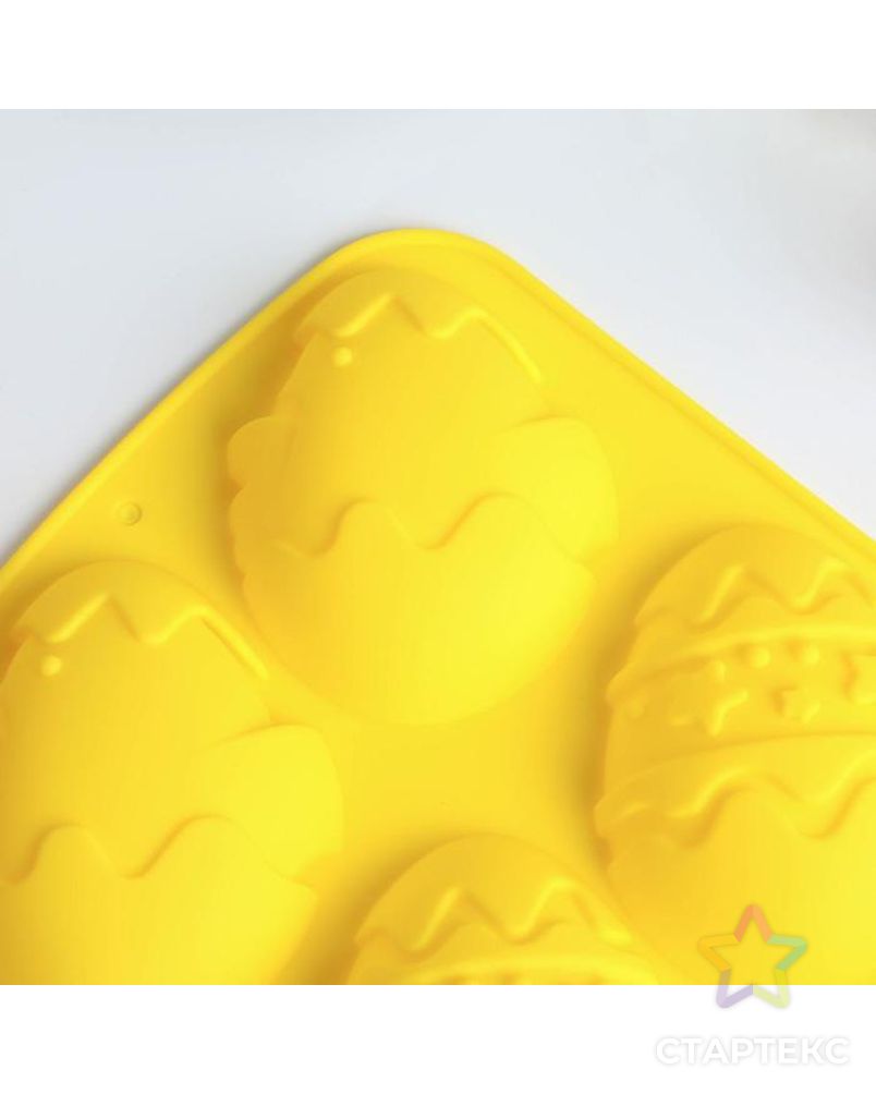 Силиконовая форма для выпечки «Зайцы и цыплята», жёлтая, 17.1 × 26 см арт. СМЛ-225849-1-СМЛ0005403519 2