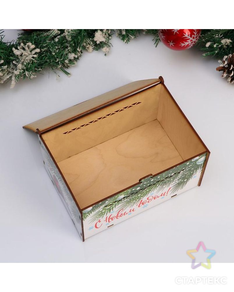 Коробка подарочная посылка новогодняя "От деда мороза и снегирей" арт. СМЛ-124764-1-СМЛ0005404062 2
