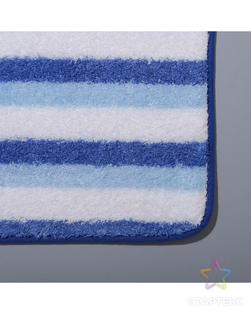 Набор ковриков для ванны и туалета 2 шт 50х80, 40х50 см "Полосатик" цвет сине-белый арт. СМЛ-132275-1-СМЛ0005412445 3