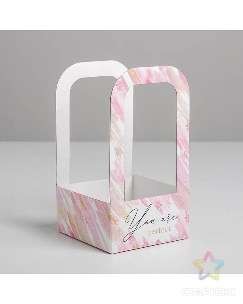 Коробка-переноска для цветов «Акварель», 12 см × 12 см × 22 см арт. СМЛ-130869-1-СМЛ0005415806 1