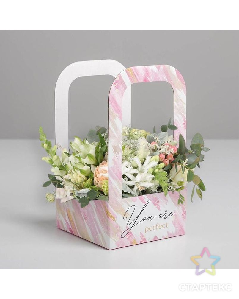Коробка-переноска для цветов «Акварель», 12 см × 12 см × 22 см арт. СМЛ-130869-1-СМЛ0005415806 3