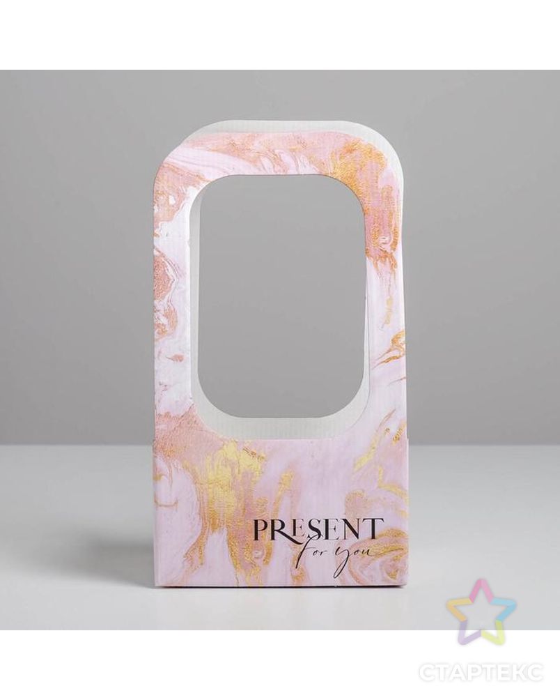 Коробка-переноска для цветов «Мрамор», 17 × 12 × 32 см арт. СМЛ-130873-1-СМЛ0005415810 2