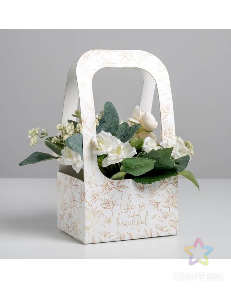 Коробка-переноска для цветов «Веточки», 17 × 12 × 32 см арт. СМЛ-130874-1-СМЛ0005415811 3