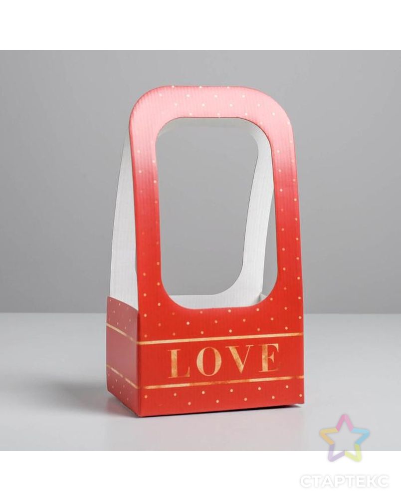 Коробка-переноска для цветов «Любовь», 17 × 12 × 32 см арт. СМЛ-130875-1-СМЛ0005415812 1