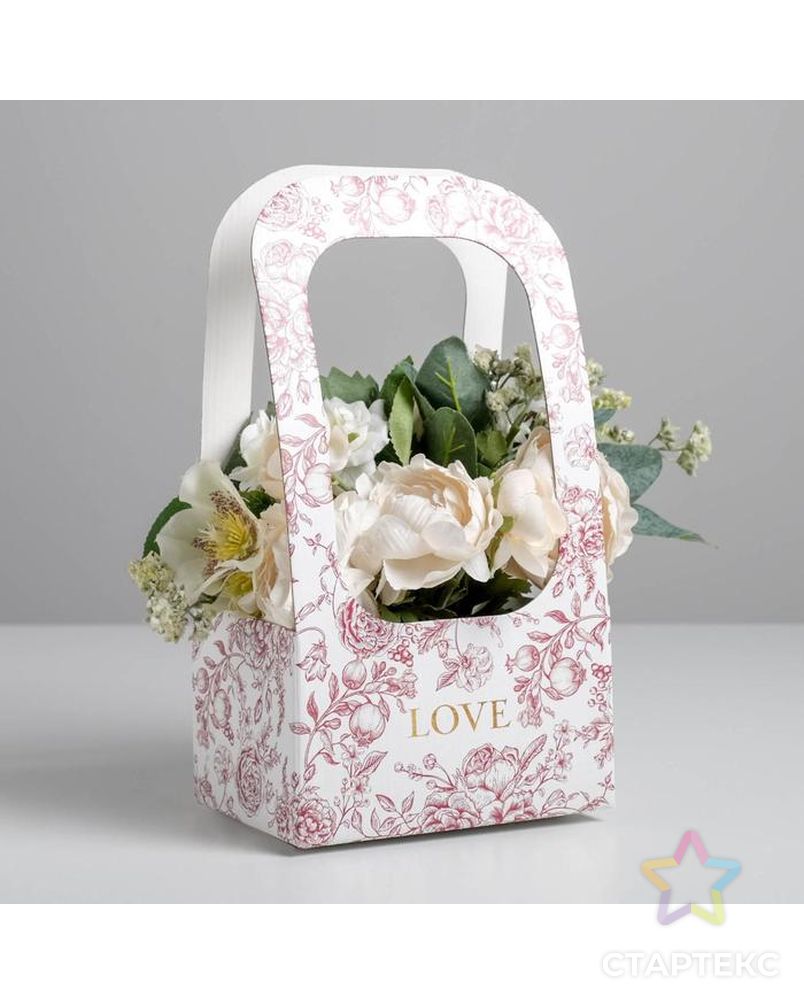 Коробка-переноска для цветов «Цветы», 17 × 12 × 32 см арт. СМЛ-130876-1-СМЛ0005415813 3