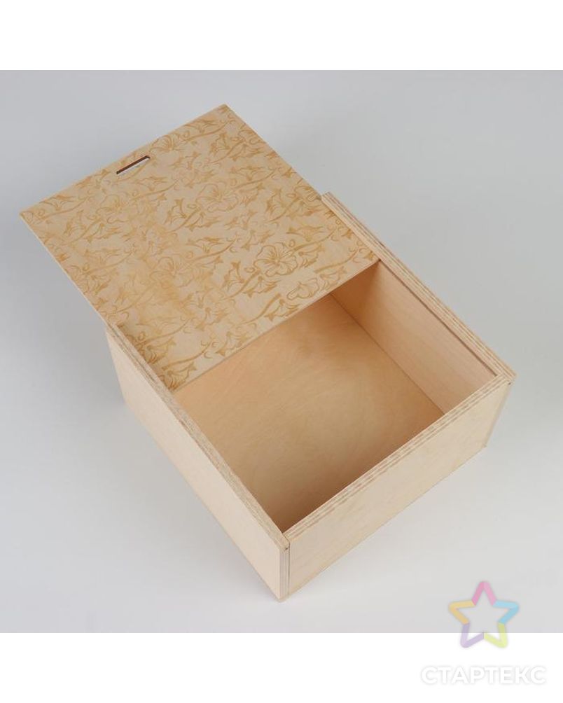 Коробка пенал подарочная деревянная, 20×20×10 см "Цветник", гравировка арт. СМЛ-122689-1-СМЛ0005420755