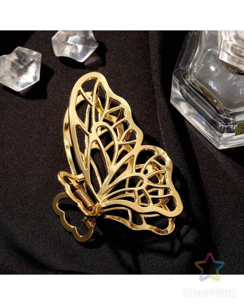 Краб для волос "Валери" бабочка, 8 см, золото арт. СМЛ-137011-1-СМЛ0005423330 1