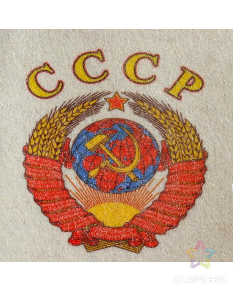 Набор для бани и сауны 5 в 1(сумка,шапка,варежка,коврик,мочалка),с принтом "СССР" , белый арт. СМЛ-178281-1-СМЛ0005433223 3