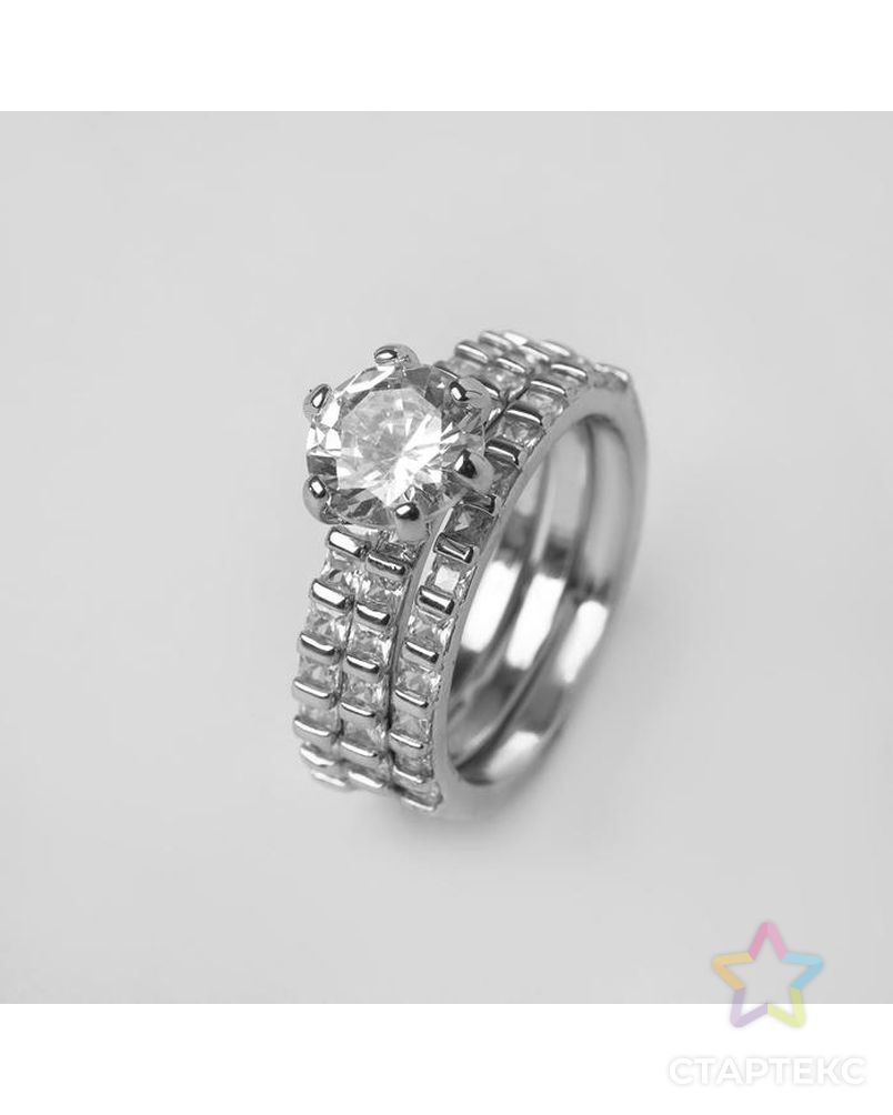 Кольцо "Богатство" крупный кристалл, цвет белый в серебре, размер 17 арт. СМЛ-125036-1-СМЛ0005433559
